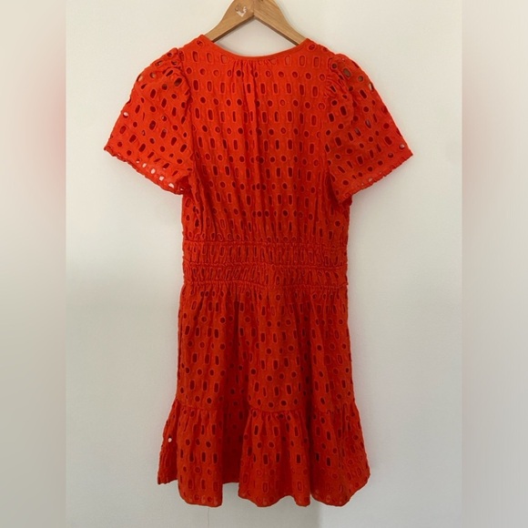 Anthropologie The Somerset Mini Dress: Eyelet Hot Bright Coral Orange - Picture 5 of 7